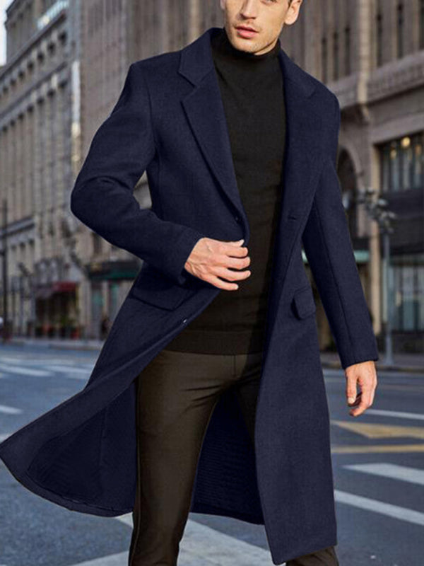Men's Long Woolen Windbreaker Woolen Coat